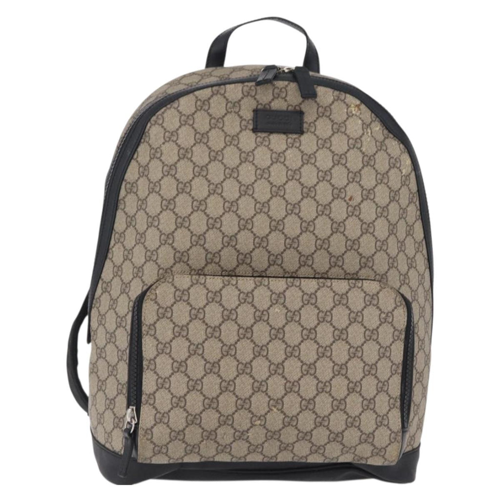 GUCCI GG Supreme Backpack PVC Beige Silver 406370 Auth 207738