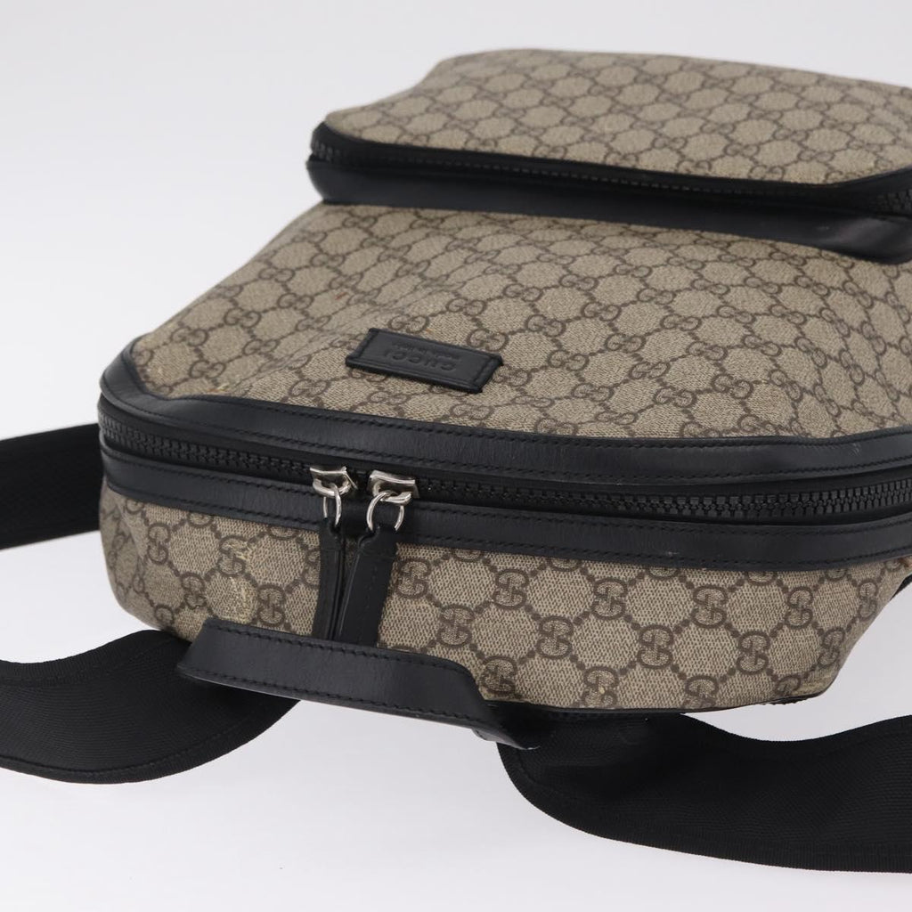 GUCCI GG Supreme Backpack PVC Beige Silver 406370 Auth 207738