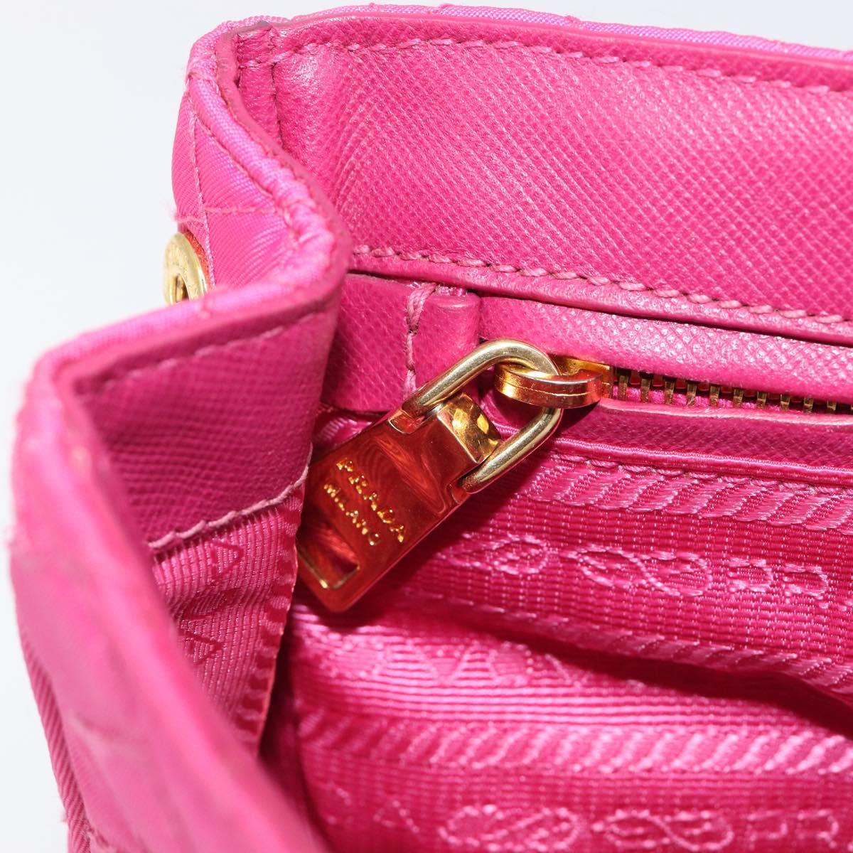PRADA Chain Shoulder Bag Nylon Pink Gold Tone Auth 207772A