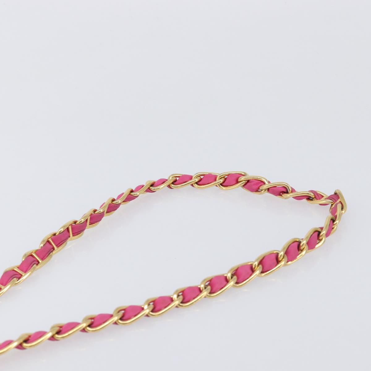 PRADA Chain Shoulder Bag Nylon Pink Gold Tone Auth 207772A