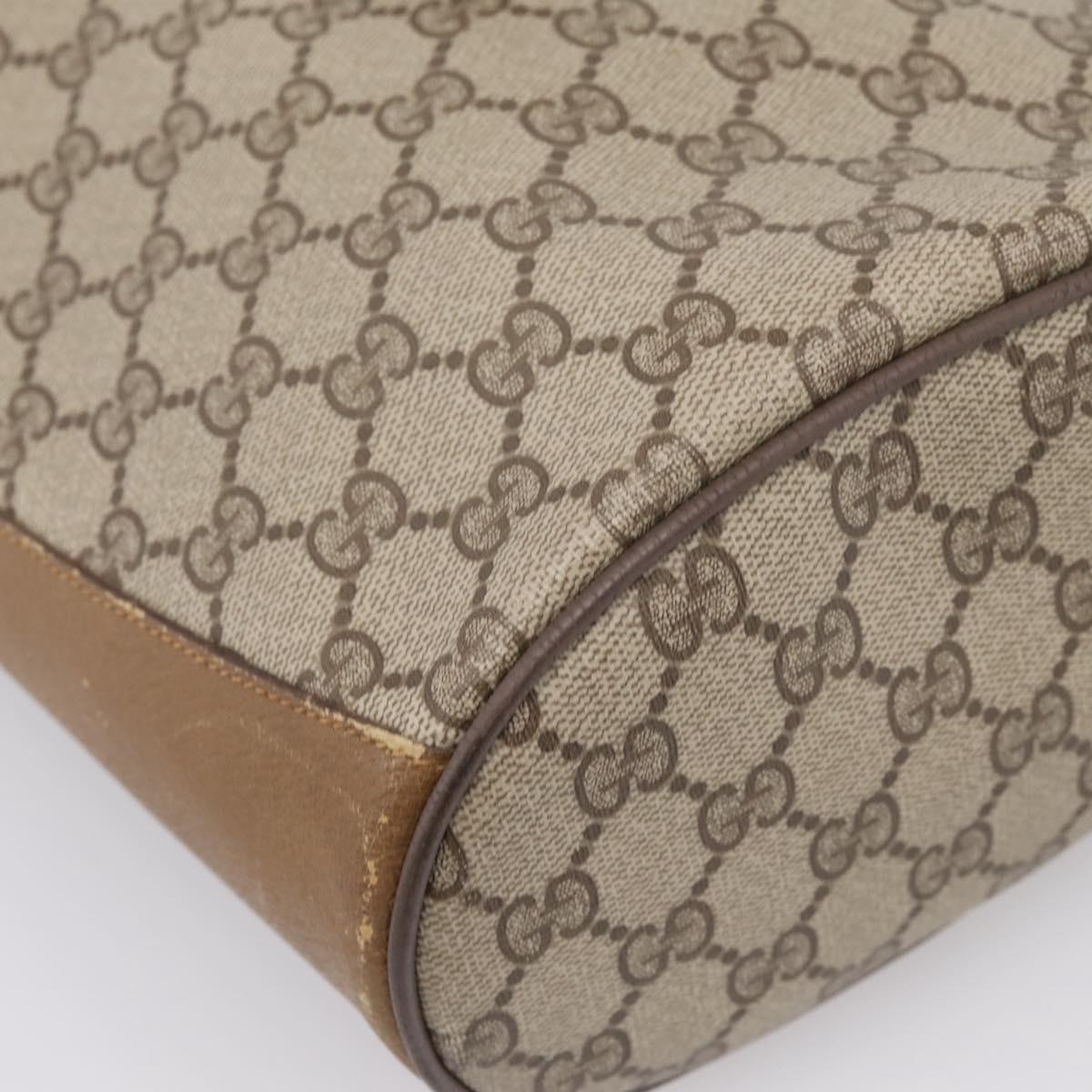 GUCCI GG Supreme Web Sherry Line Bag PVC Beige Gold 904 02 081 Auth 207855
