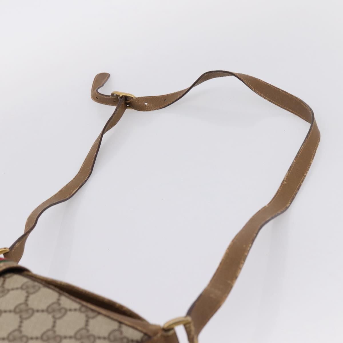 GUCCI GG Supreme Web Sherry Line Bag PVC Beige Gold 904 02 081 Auth 207855