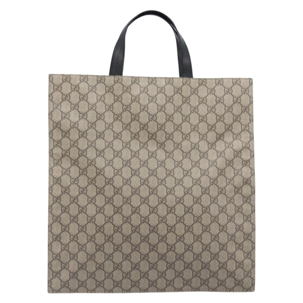GUCCI GG Supreme Hand Bag PVC Beige Silver 456217 Auth 207865A