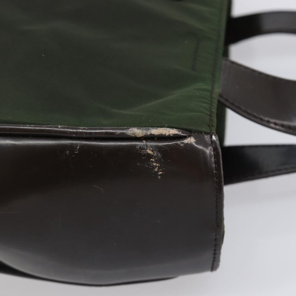PRADA Hand Bag Nylon Green Auth 207896