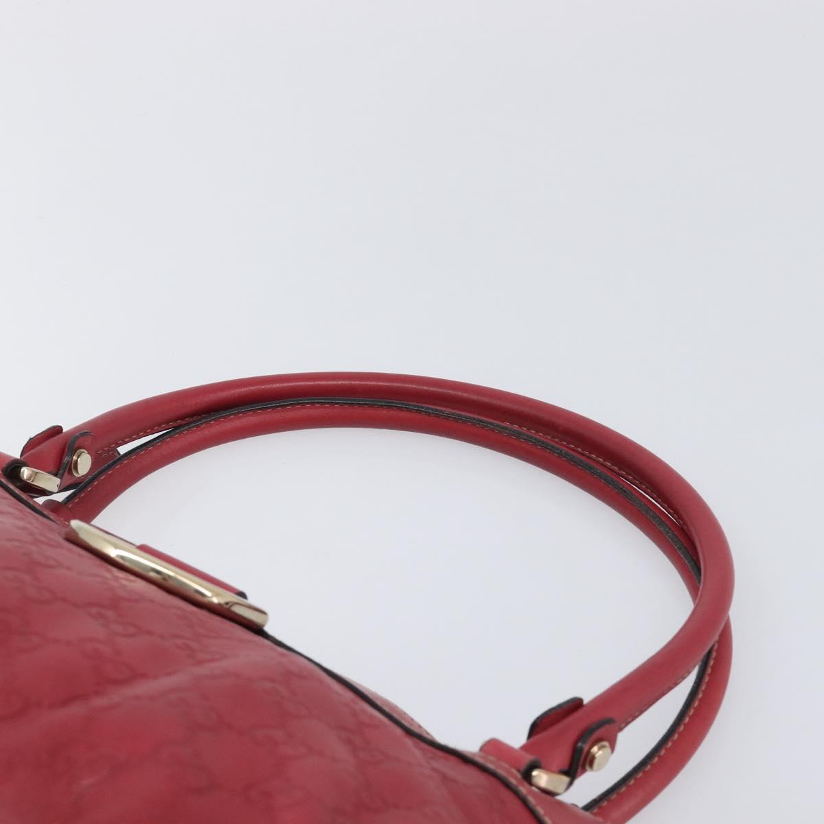 GUCCI GG Canvas Guccissima Abbey Hand Bag Leather Red Gold 189831 Auth 208023A