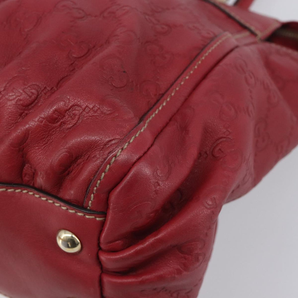 GUCCI GG Canvas Guccissima Abbey Hand Bag Leather Red Gold 189831 Auth 208023A