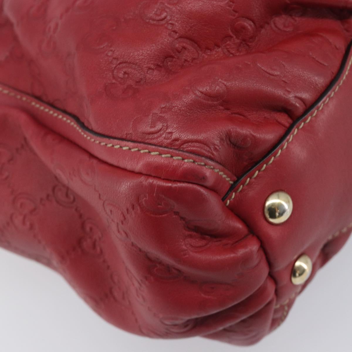 GUCCI GG Canvas Guccissima Abbey Hand Bag Leather Red Gold 189831 Auth 208023A