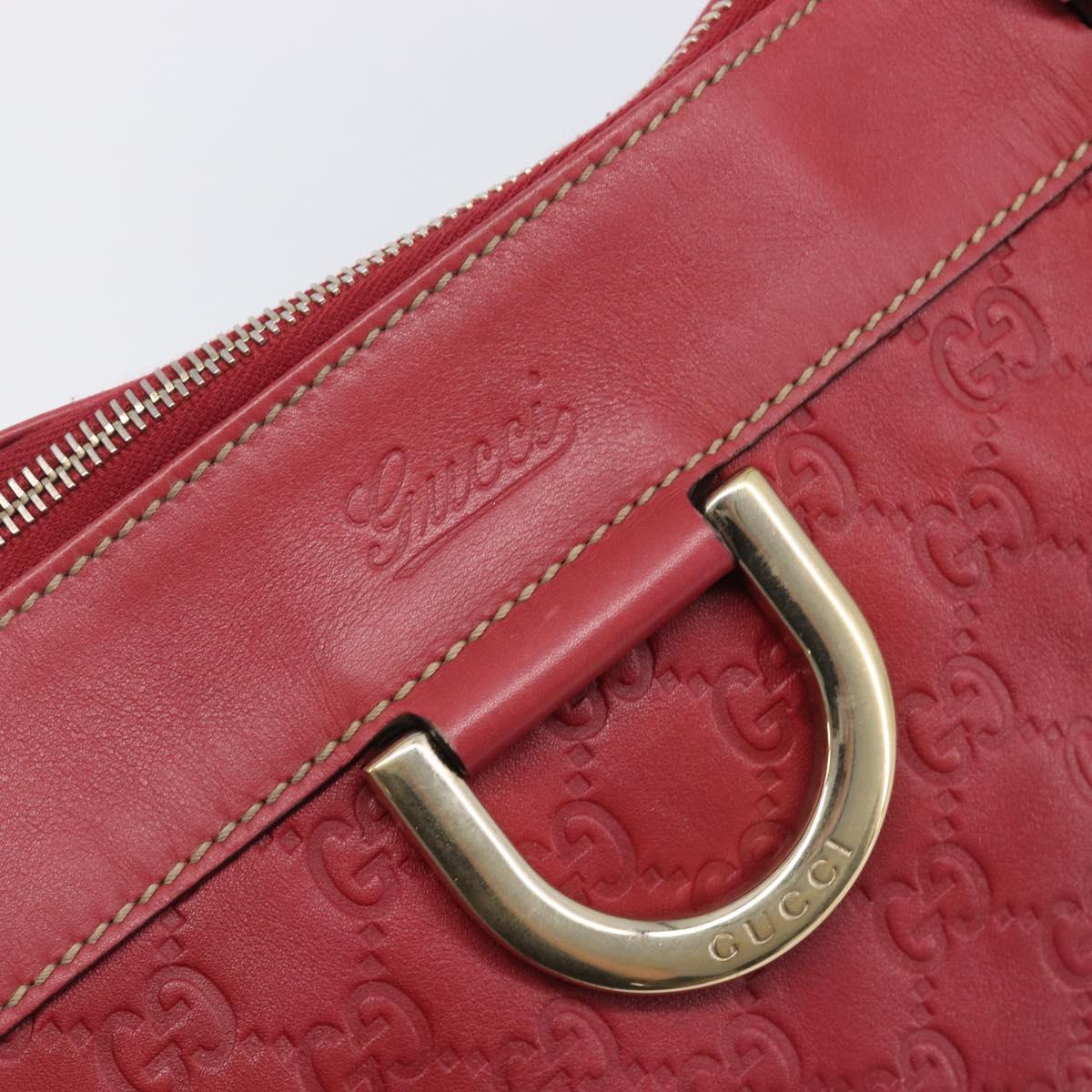 GUCCI GG Canvas Guccissima Abbey Hand Bag Leather Red Gold 189831 Auth 208023A