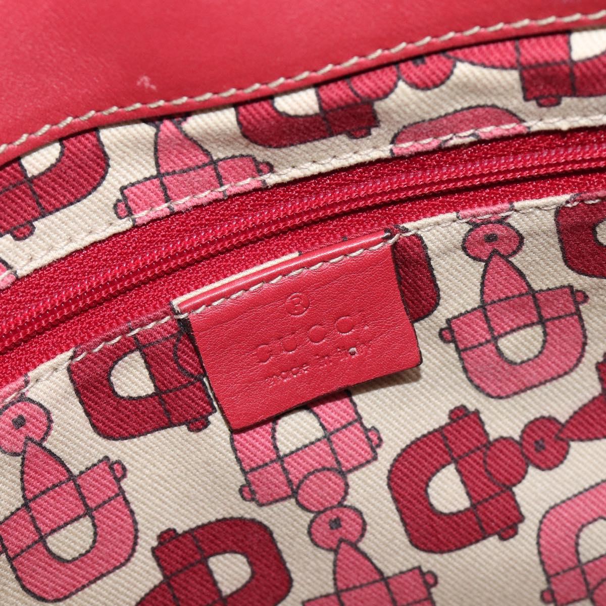 GUCCI GG Canvas Guccissima Abbey Hand Bag Leather Red Gold 189831 Auth 208023A