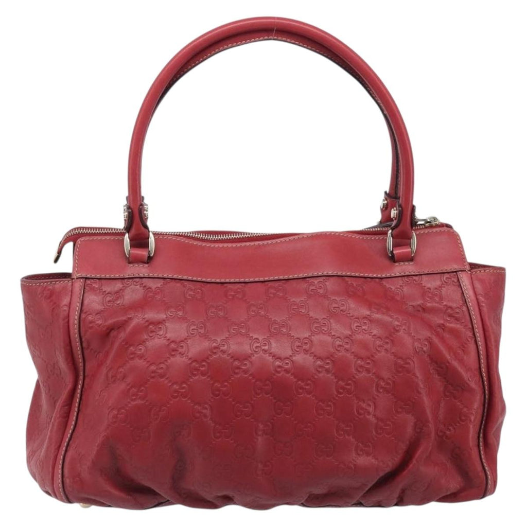 GUCCI GG Canvas Guccissima Abbey Hand Bag Leather Red Gold 189831 Auth 208023A
