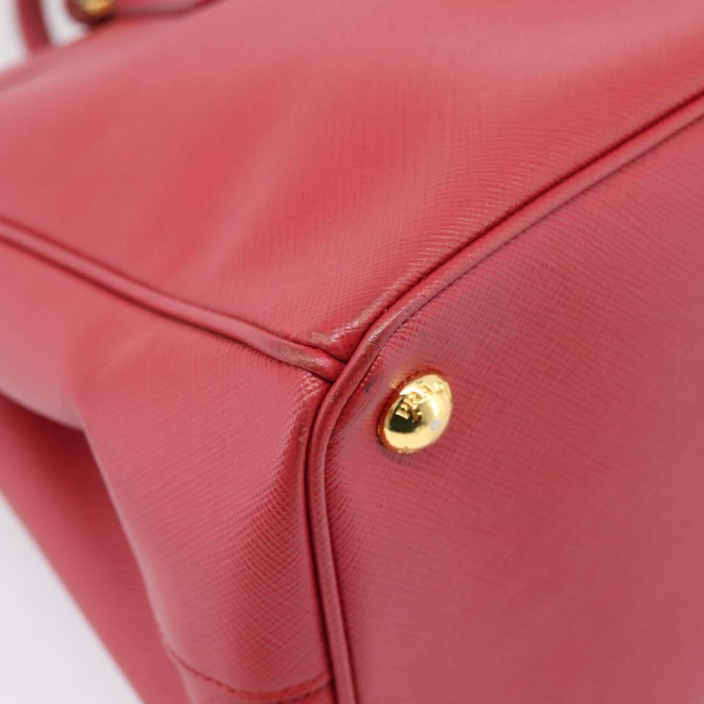 PRADA Galleria Hand Bag Saffiano 2way Red Gold Auth 208039