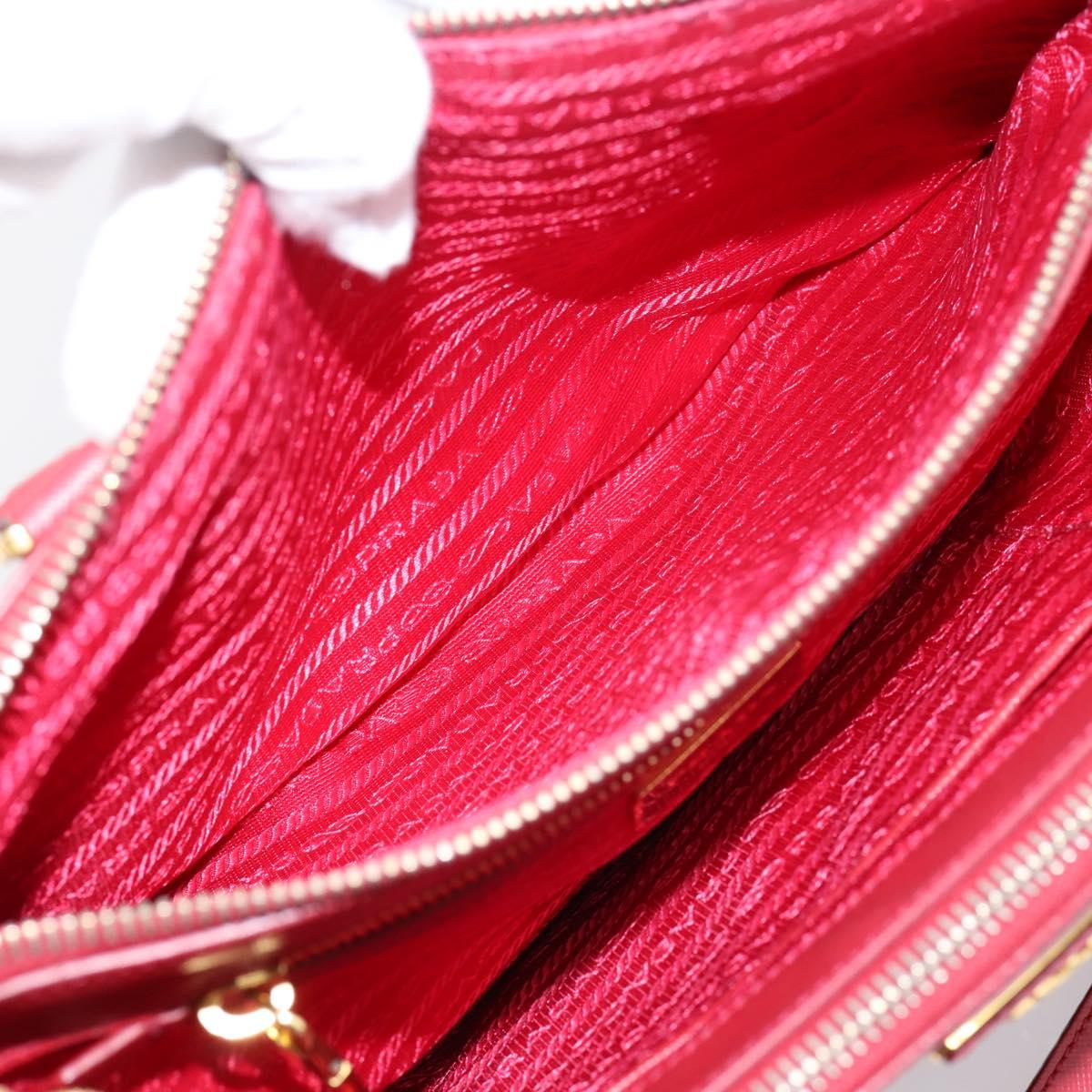 PRADA Galleria Hand Bag Saffiano 2way Red Gold Auth 208039