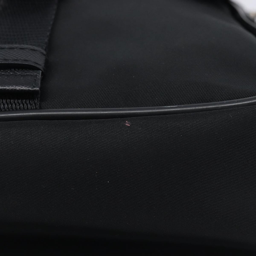PRADA Shoulder Bag Nylon Black Silver Auth 208041A