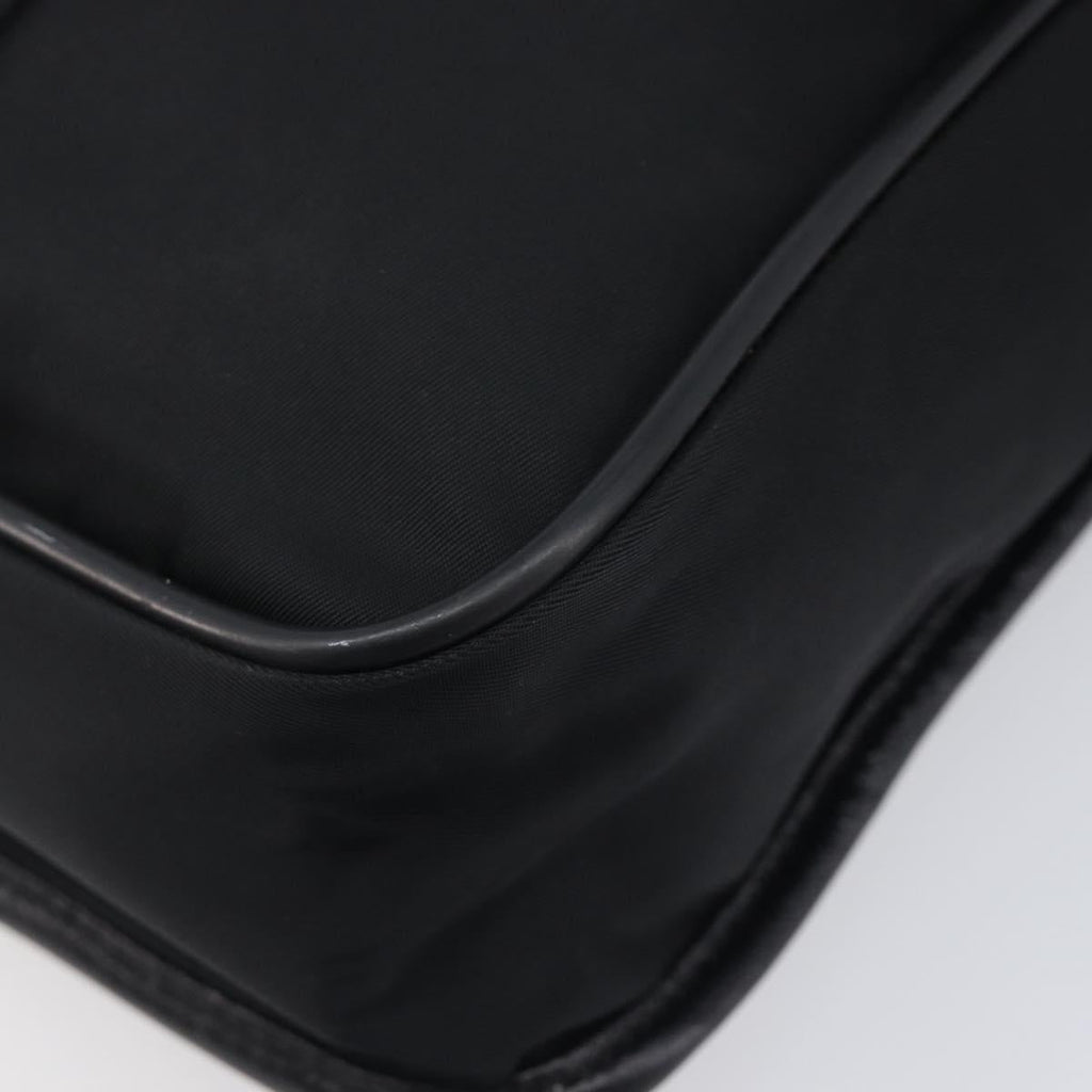 PRADA Shoulder Bag Nylon Black Silver Auth 208041A