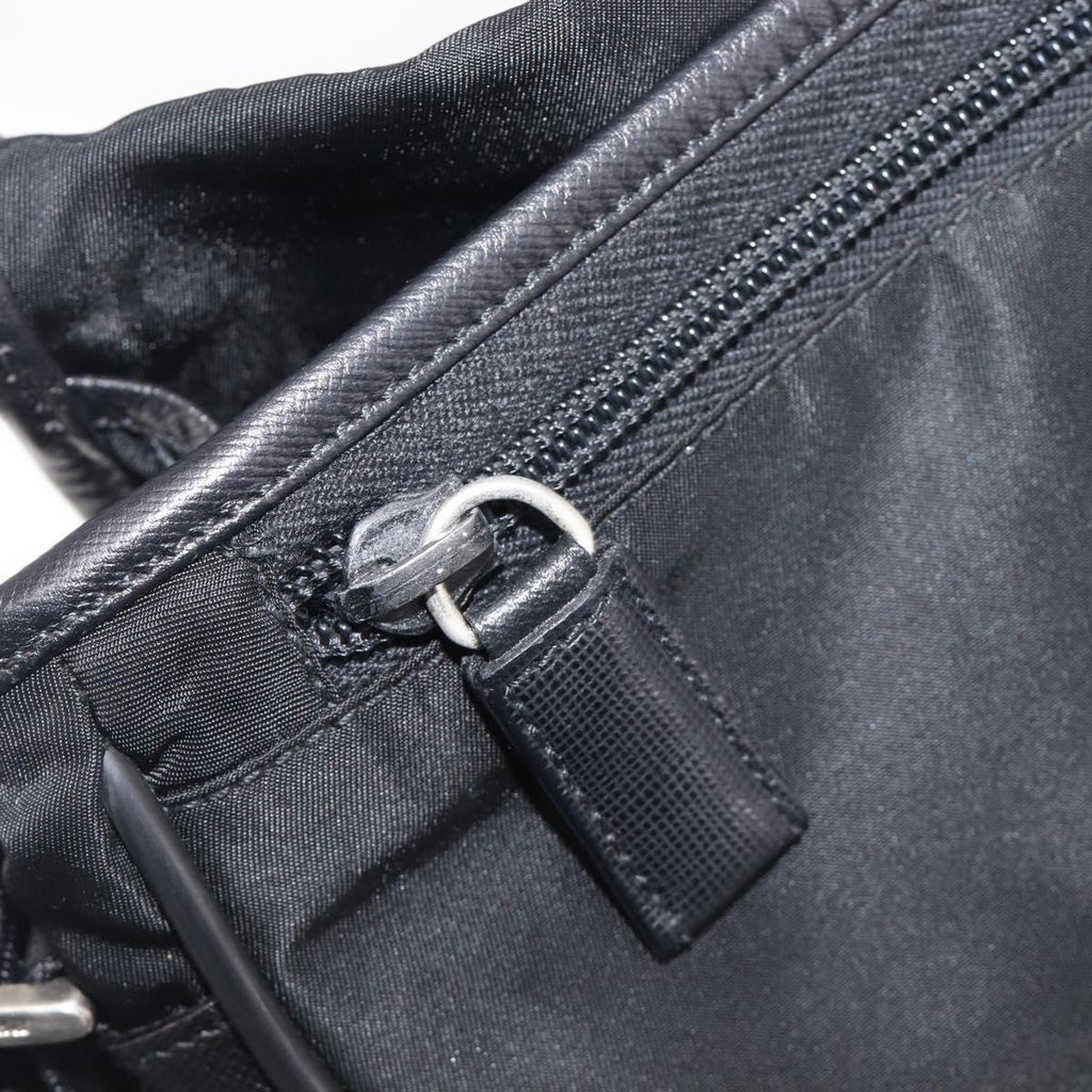 PRADA Shoulder Bag Nylon Black Silver Auth 208041A