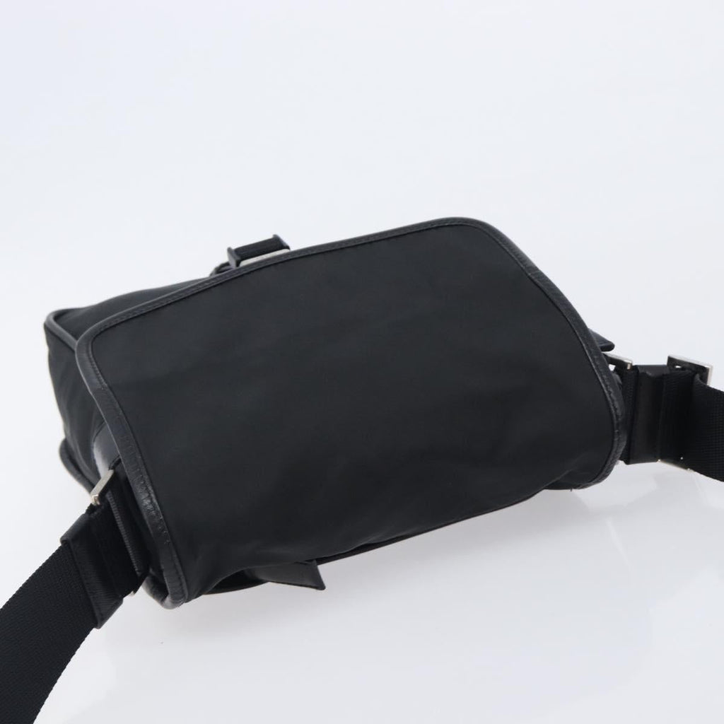 PRADA Shoulder Bag Nylon Black Silver Auth 208041A