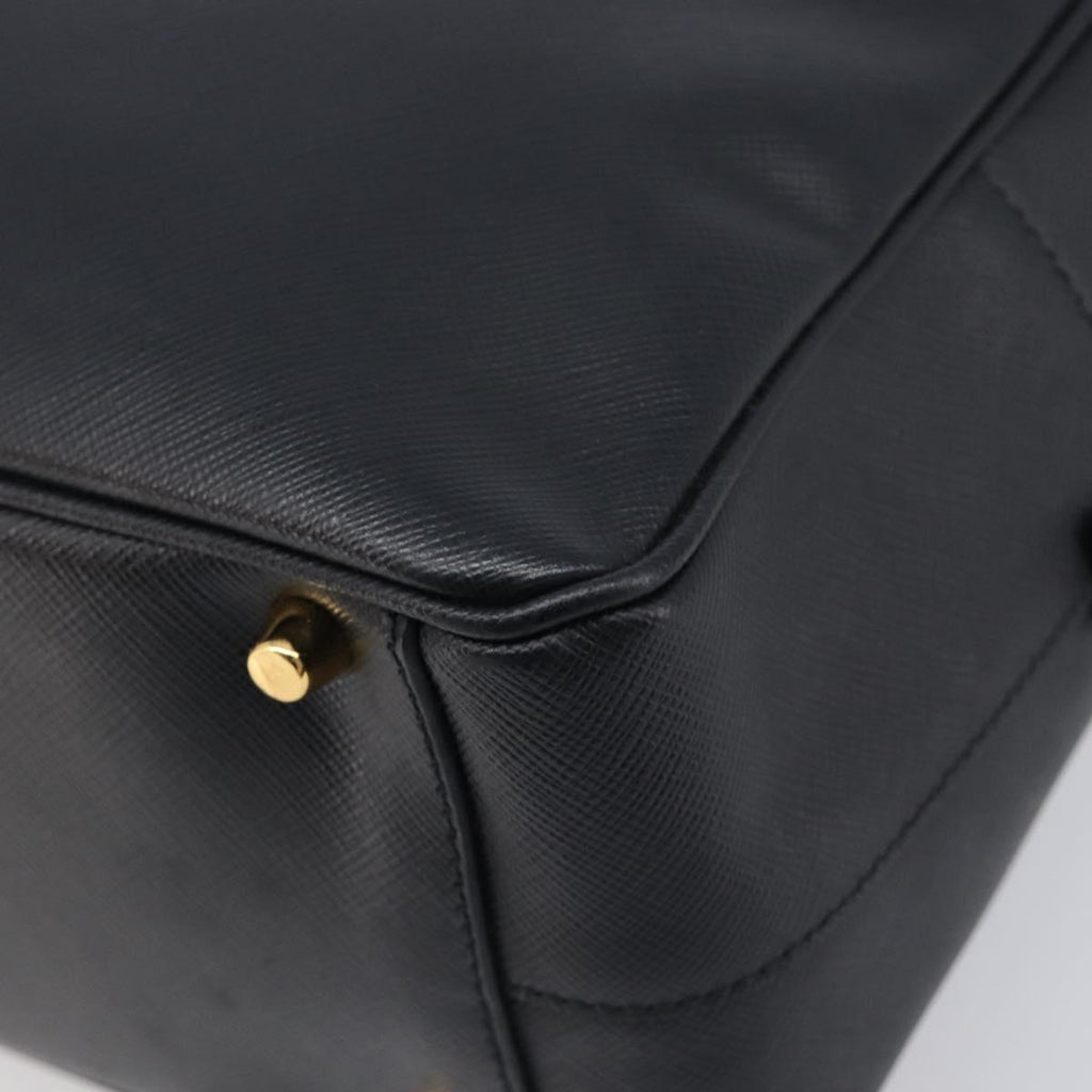 PRADA Hand Bag Saffiano leather Black Gold Auth 208042A