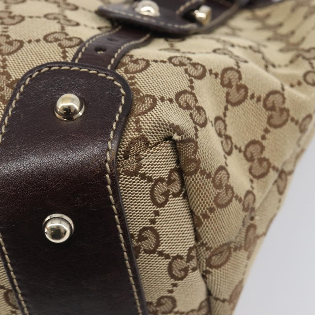GUCCI GG Canvas Tote Bag Beige Gold Tone 162900 Auth 208067V