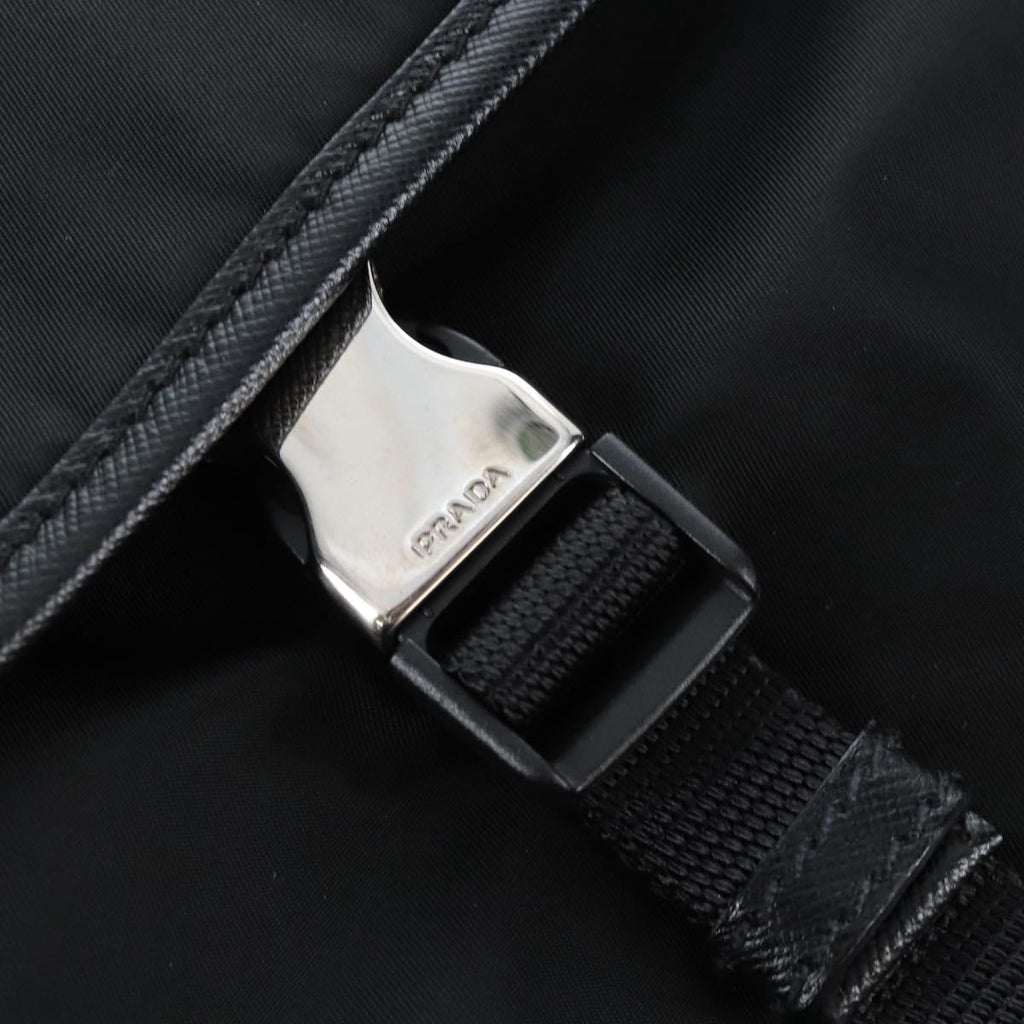 PRADA Shoulder Bag Nylon Black Silver Auth 208092V