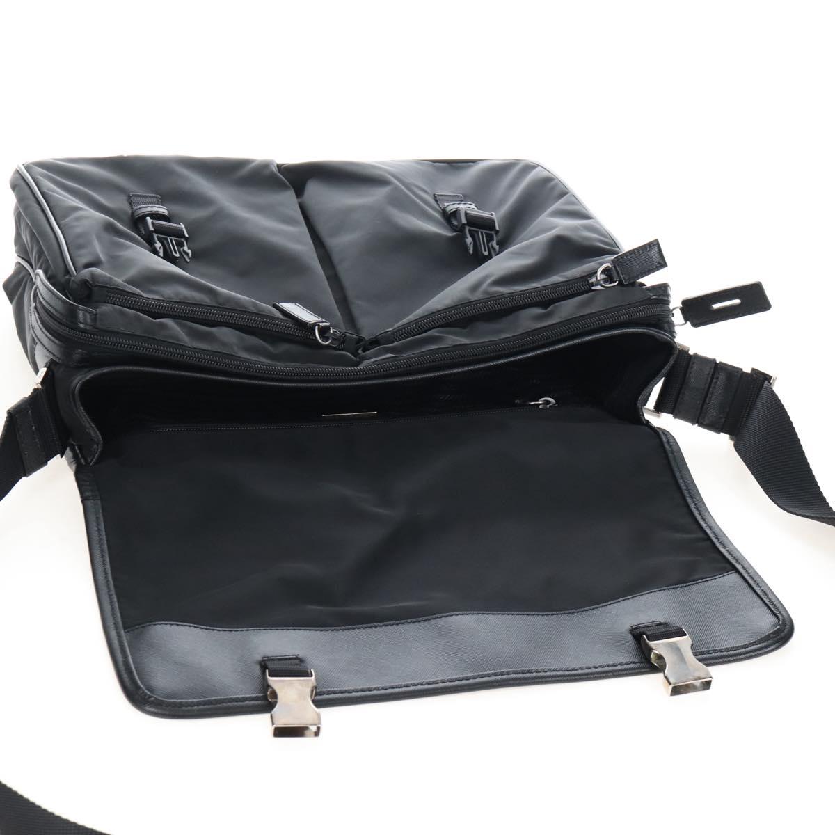 PRADA Shoulder Bag Nylon Black Silver Auth 208092V