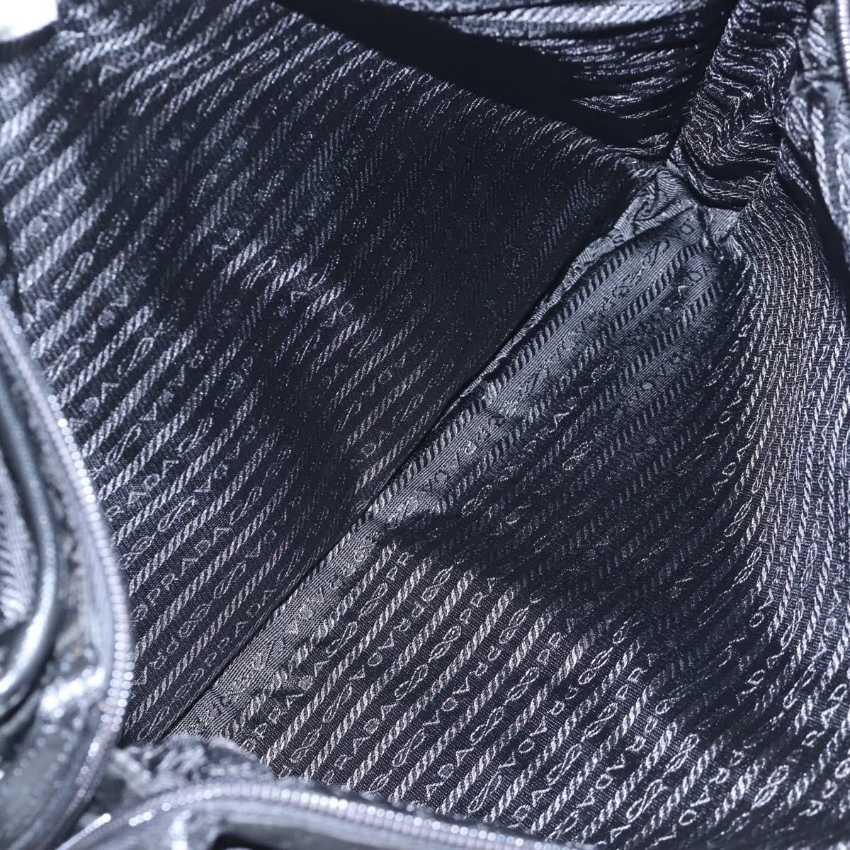 PRADA Shoulder Bag Nylon Black Silver Auth 208092V