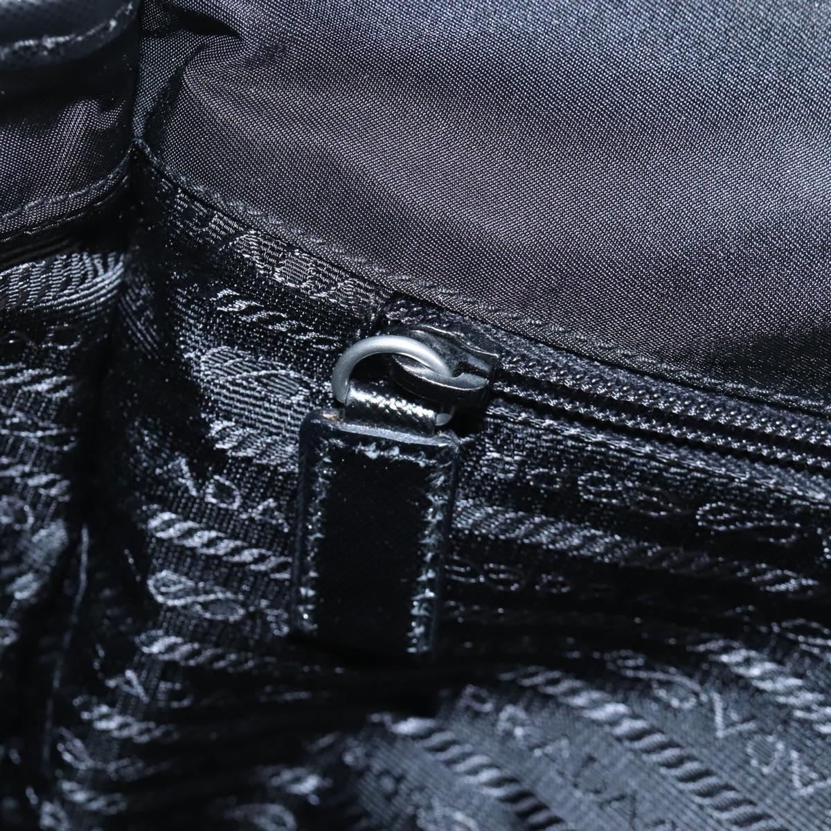 PRADA Shoulder Bag Nylon Black Silver Auth 208092V