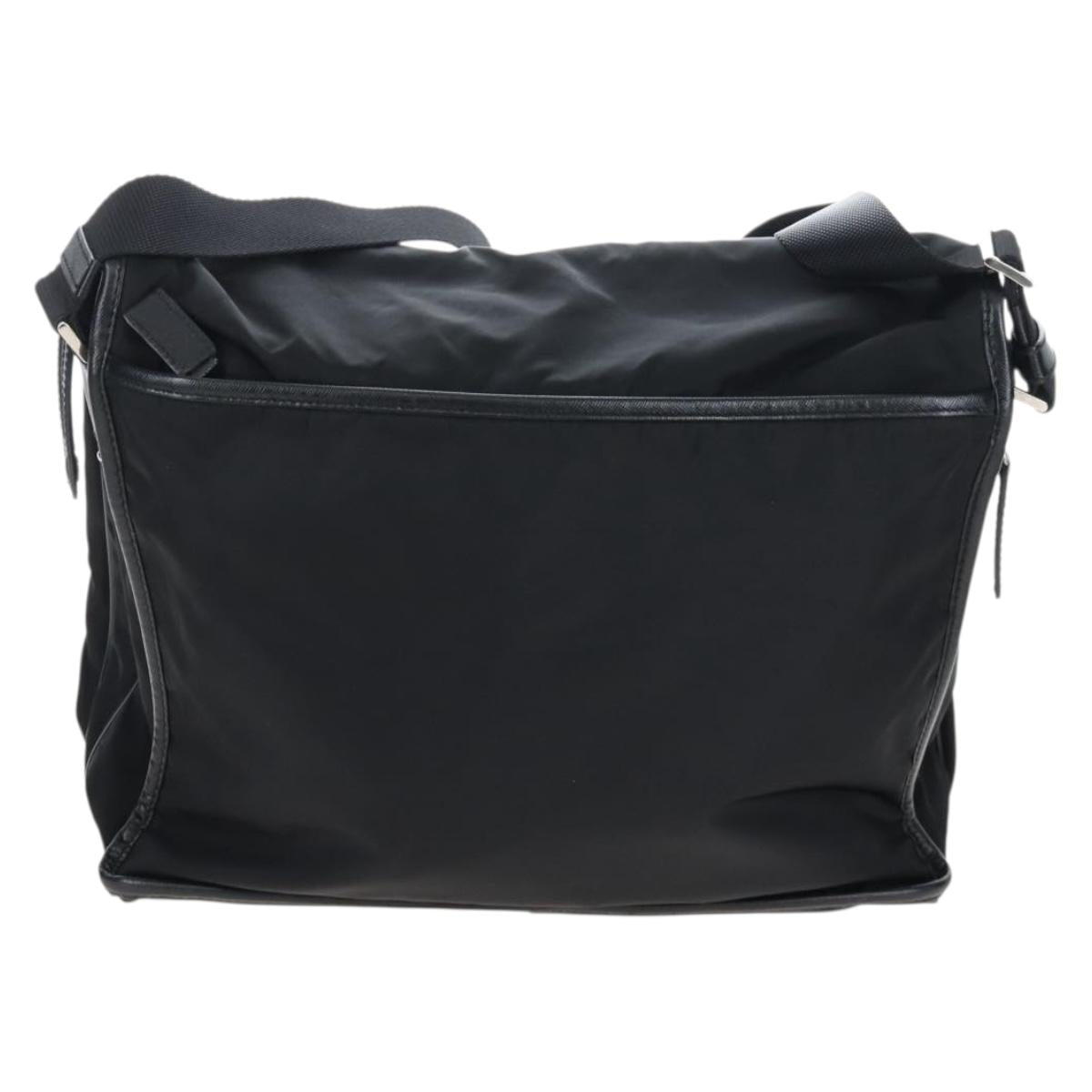 PRADA Shoulder Bag Nylon Black Silver Auth 208092V