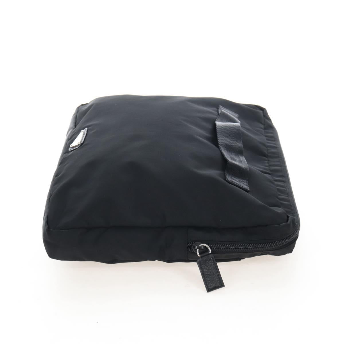 PRADA Shoulder Bag Nylon Black Silver Auth 208092V