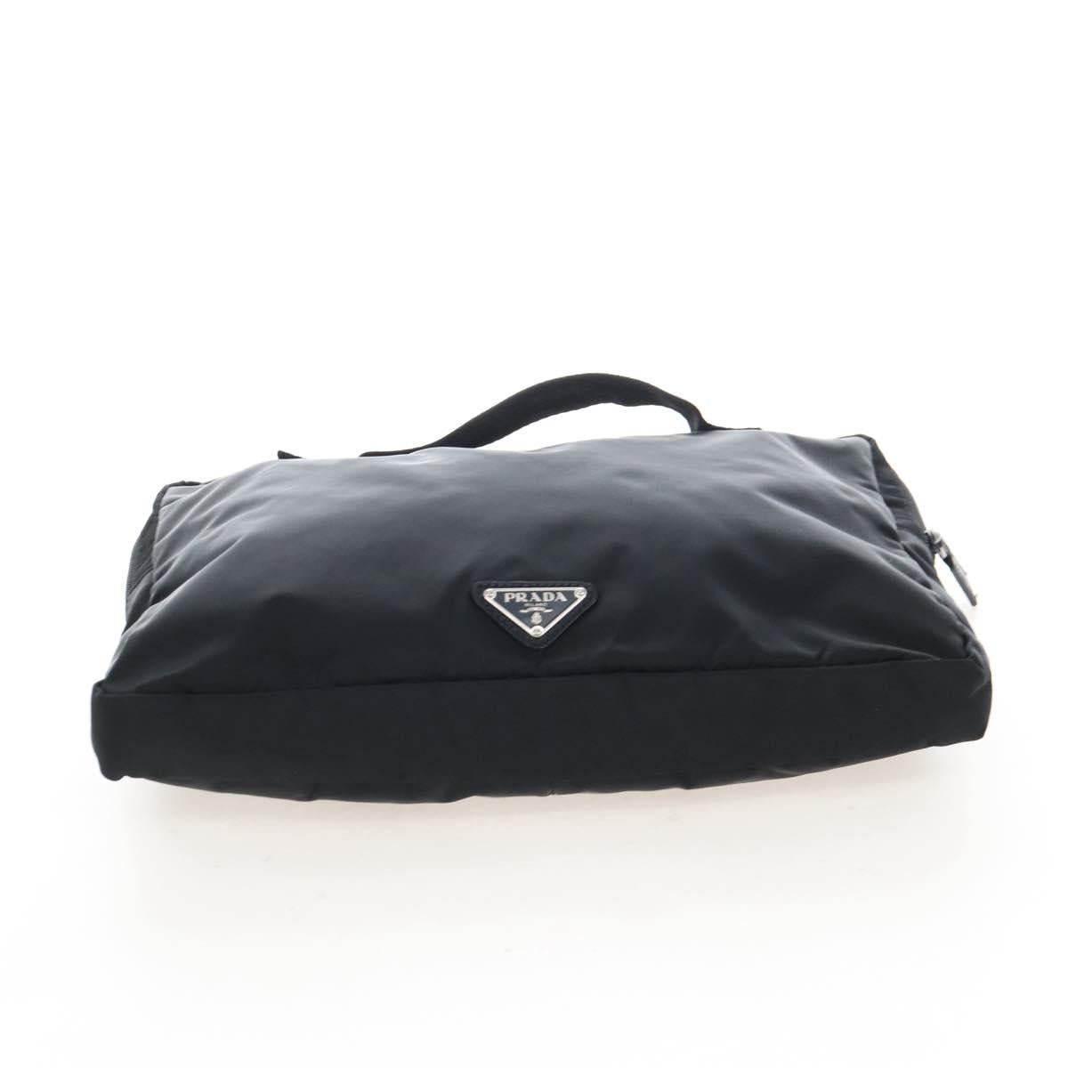 PRADA Shoulder Bag Nylon Black Silver Auth 208092V