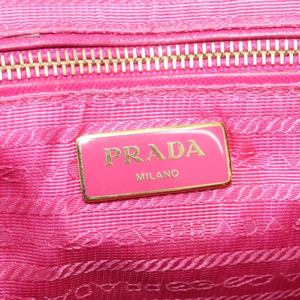 PRADA Chain Shoulder Bag Nylon Pink Gold Auth 208300A