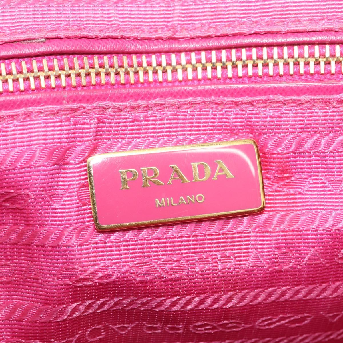 PRADA Chain Shoulder Bag Nylon Pink Gold Auth 208300A
