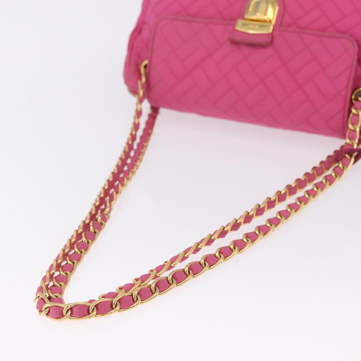 PRADA Chain Shoulder Bag Nylon Pink Gold Auth 208300A