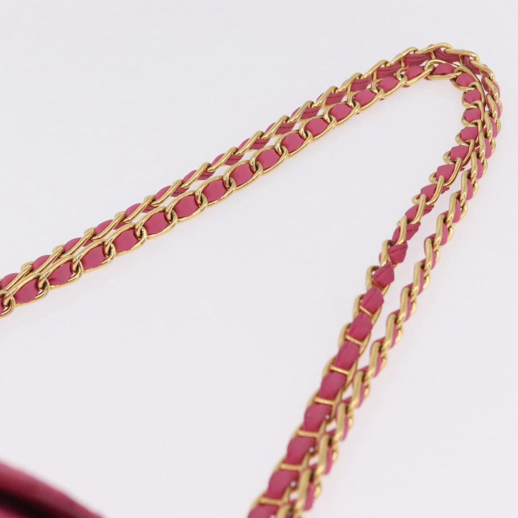 PRADA Chain Shoulder Bag Nylon Pink Gold Auth 208300A