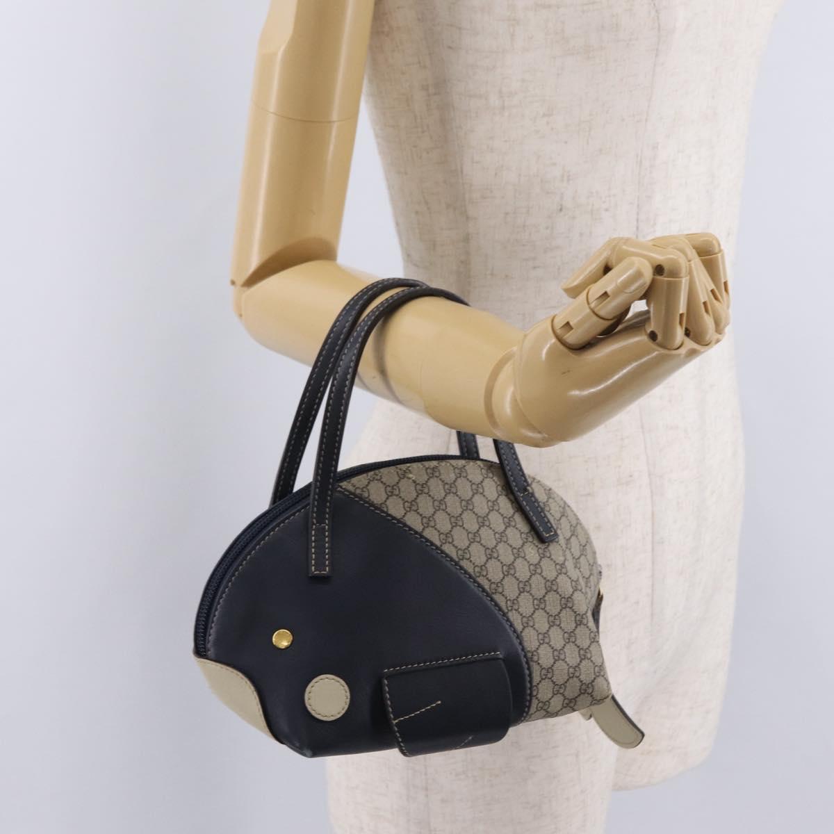 GUCCI Micro Supreme Mini Hand Bag PVC Navy Gold 284720 Auth 208379