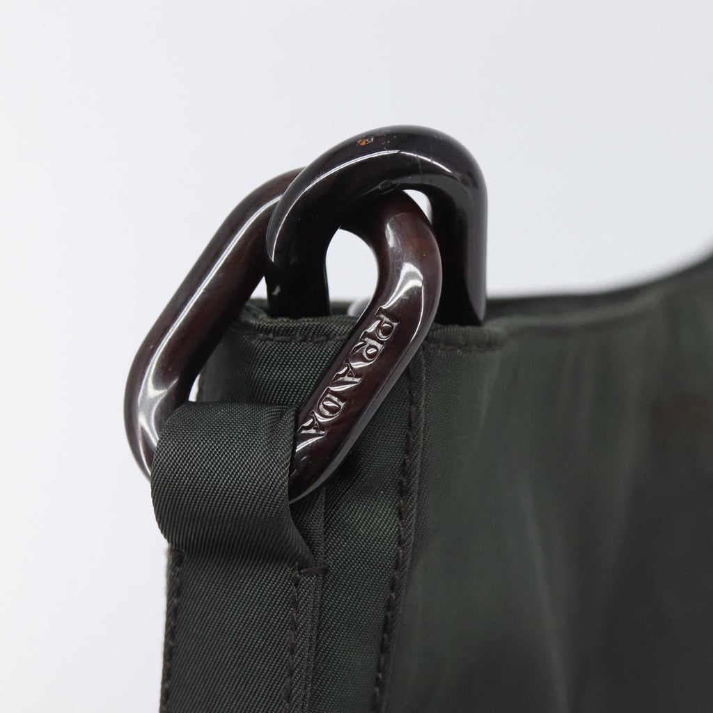 PRADA Chain Shoulder Bag Nylon Green Auth 208438A