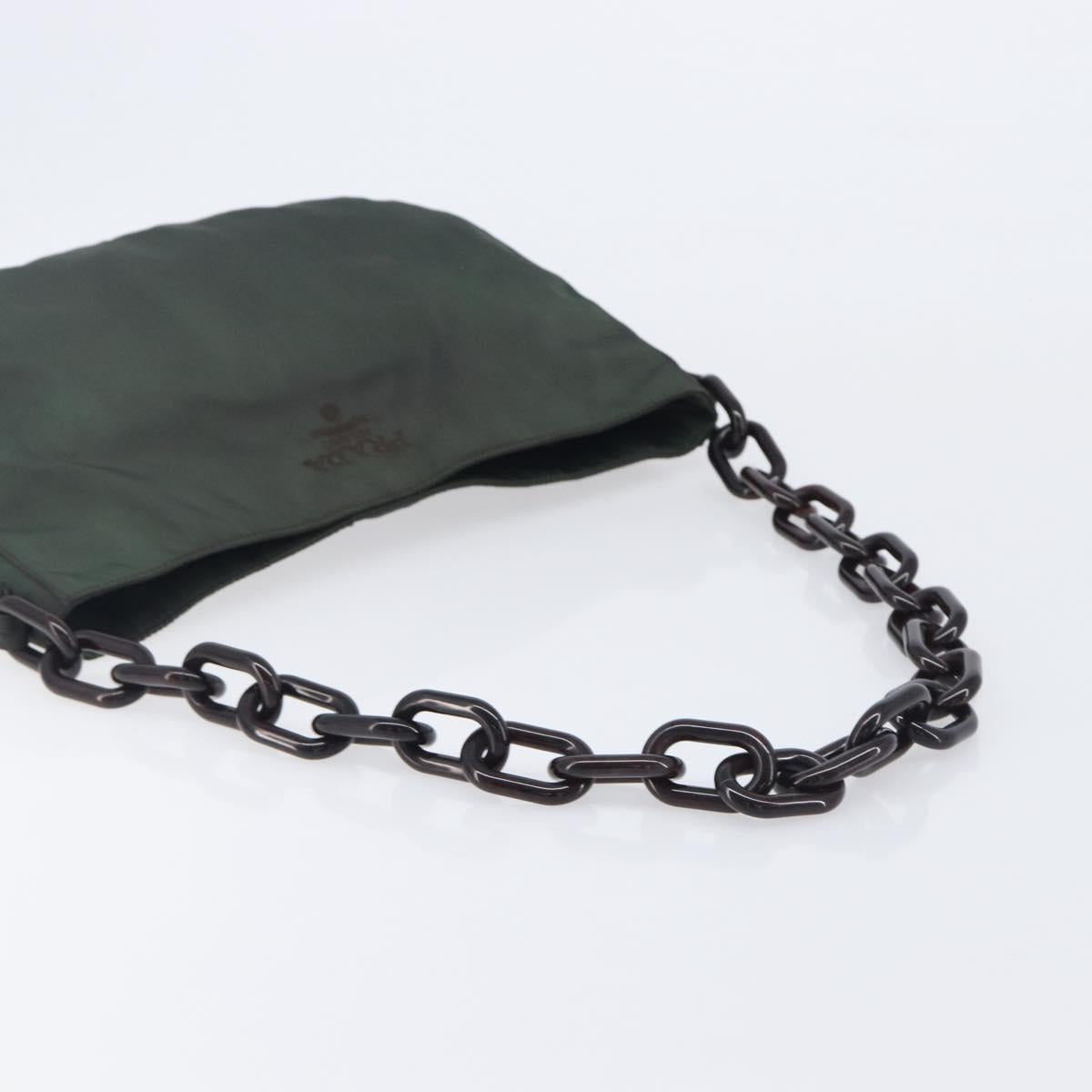 PRADA Chain Shoulder Bag Nylon Green Auth 208438A