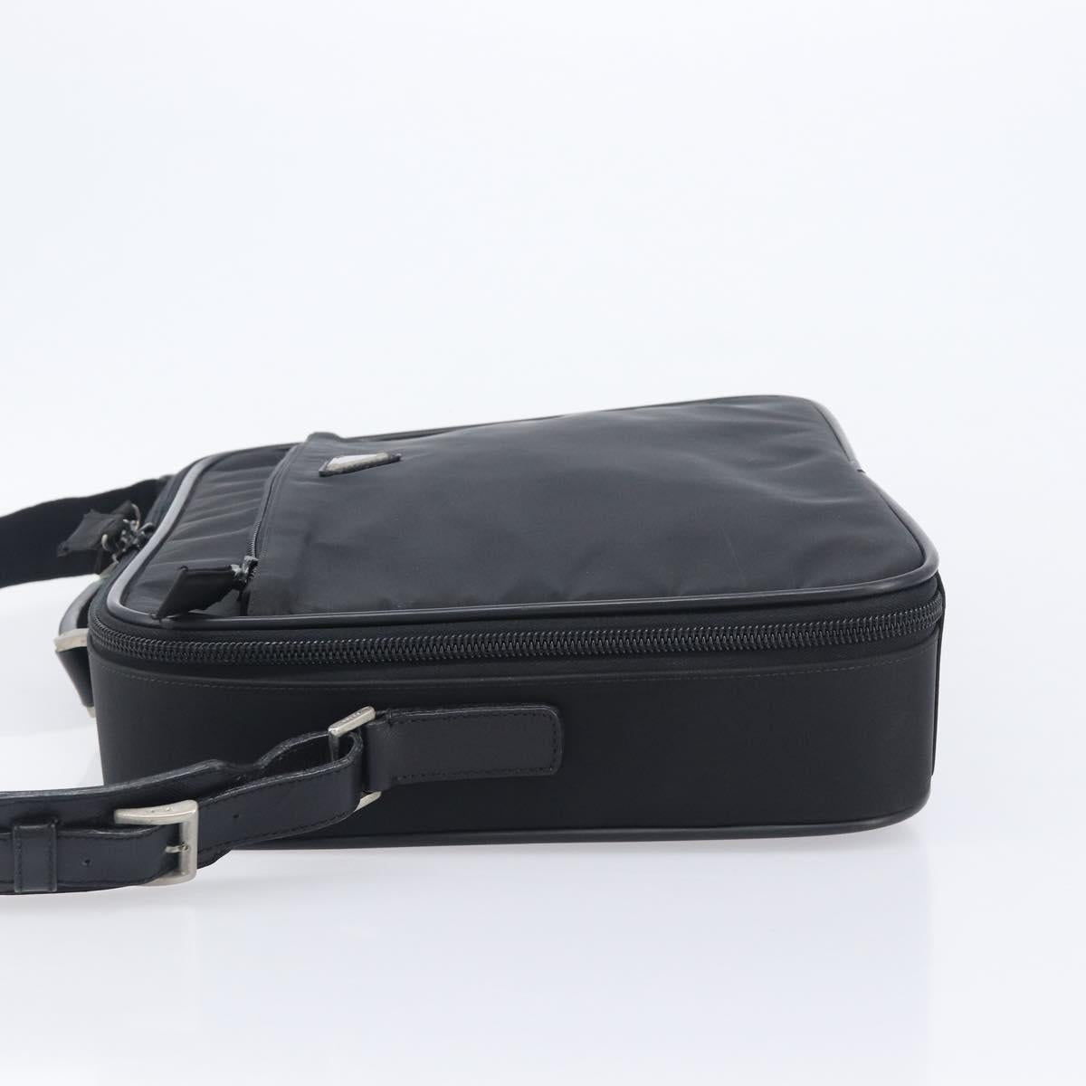 PRADA Business Bag Nylon 2way Black Silver Auth 208691A