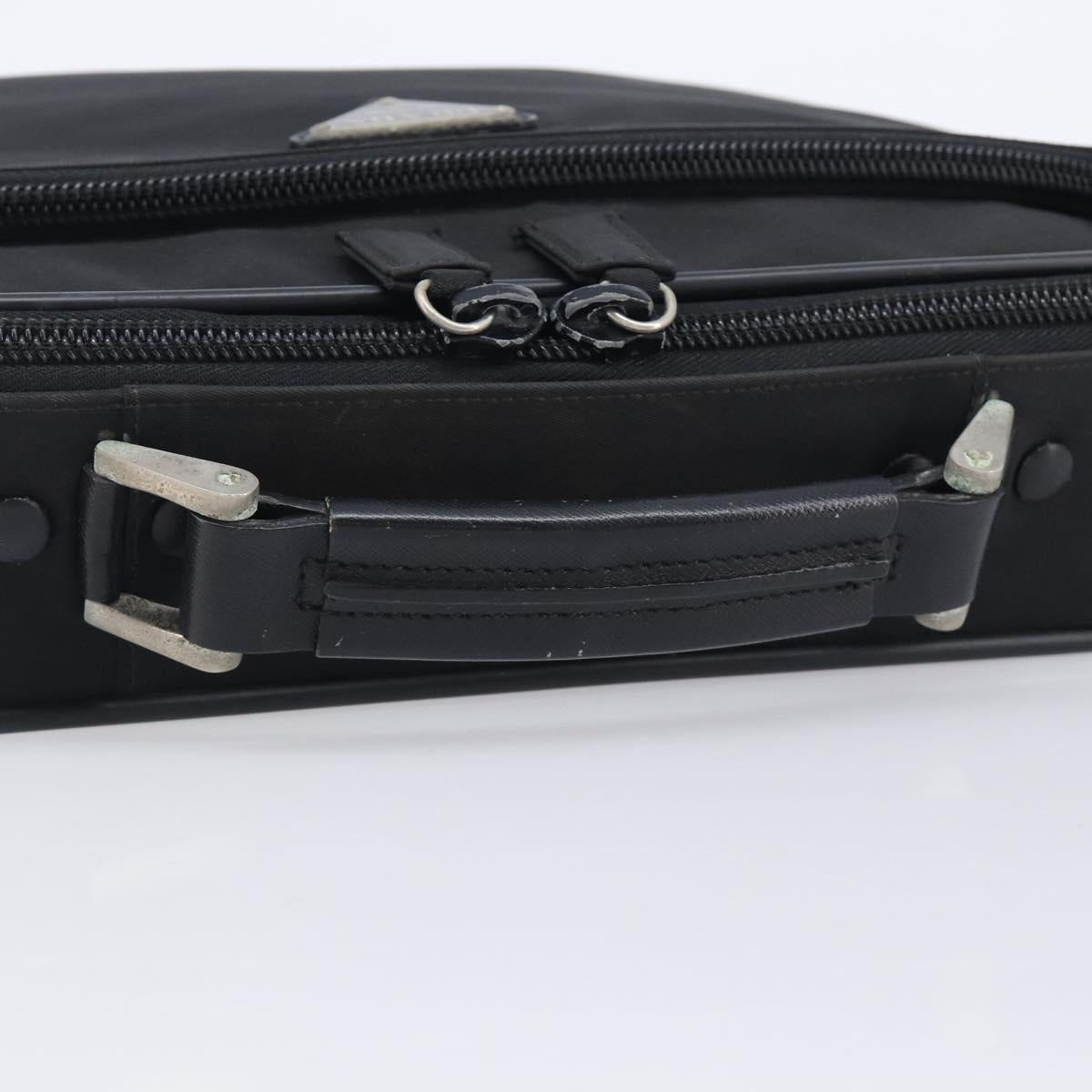 PRADA Business Bag Nylon 2way Black Silver Auth 208691A