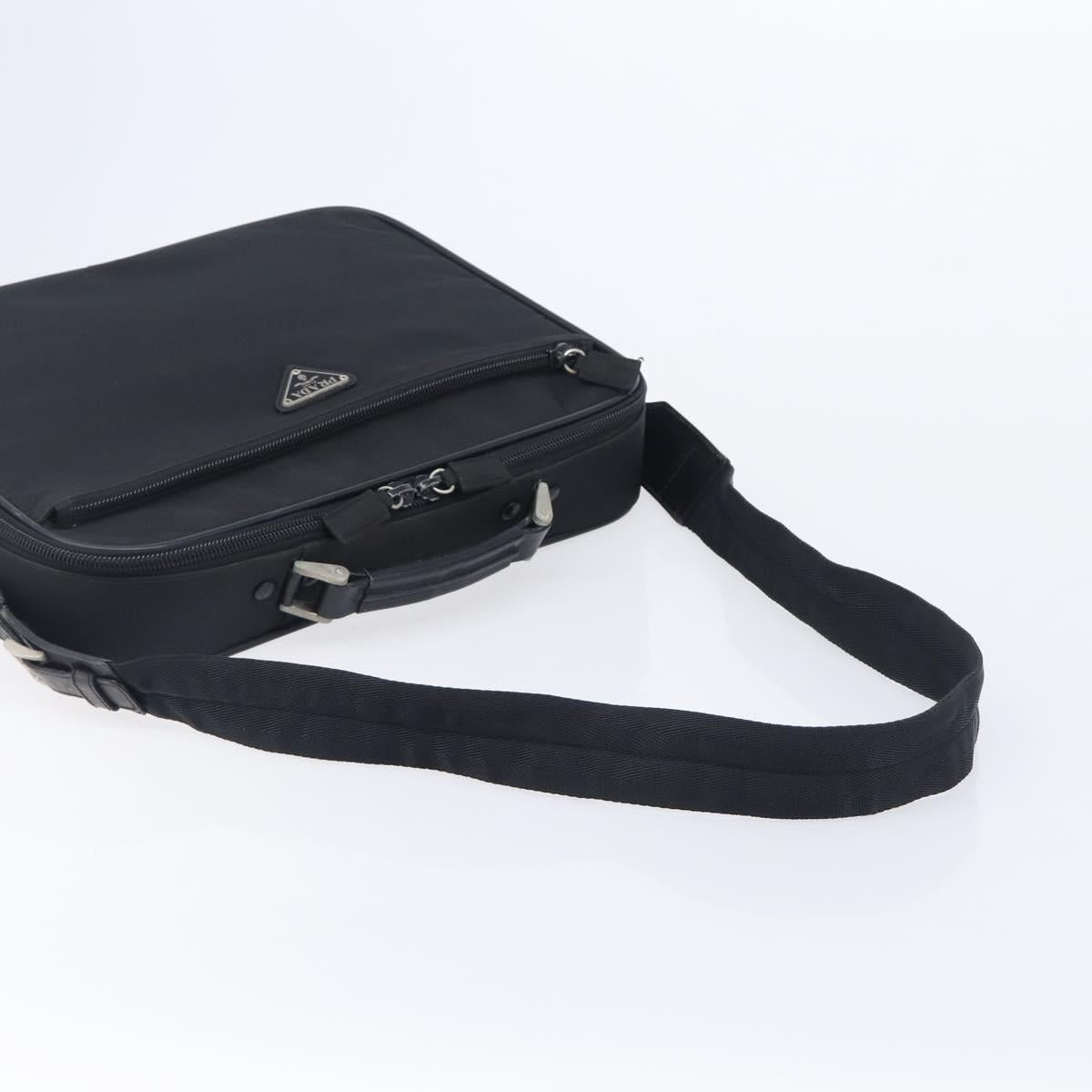 PRADA Business Bag Nylon 2way Black Silver Auth 208691A