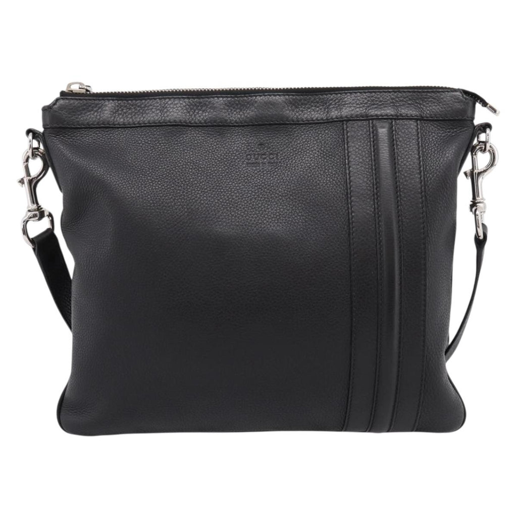 GUCCI Shoulder Bag Leather Black Silver 233329 Auth 208701V