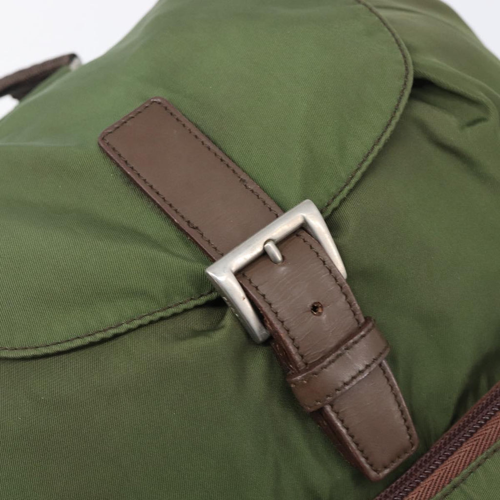PRADA Backpack Nylon Green Silver Auth 208704