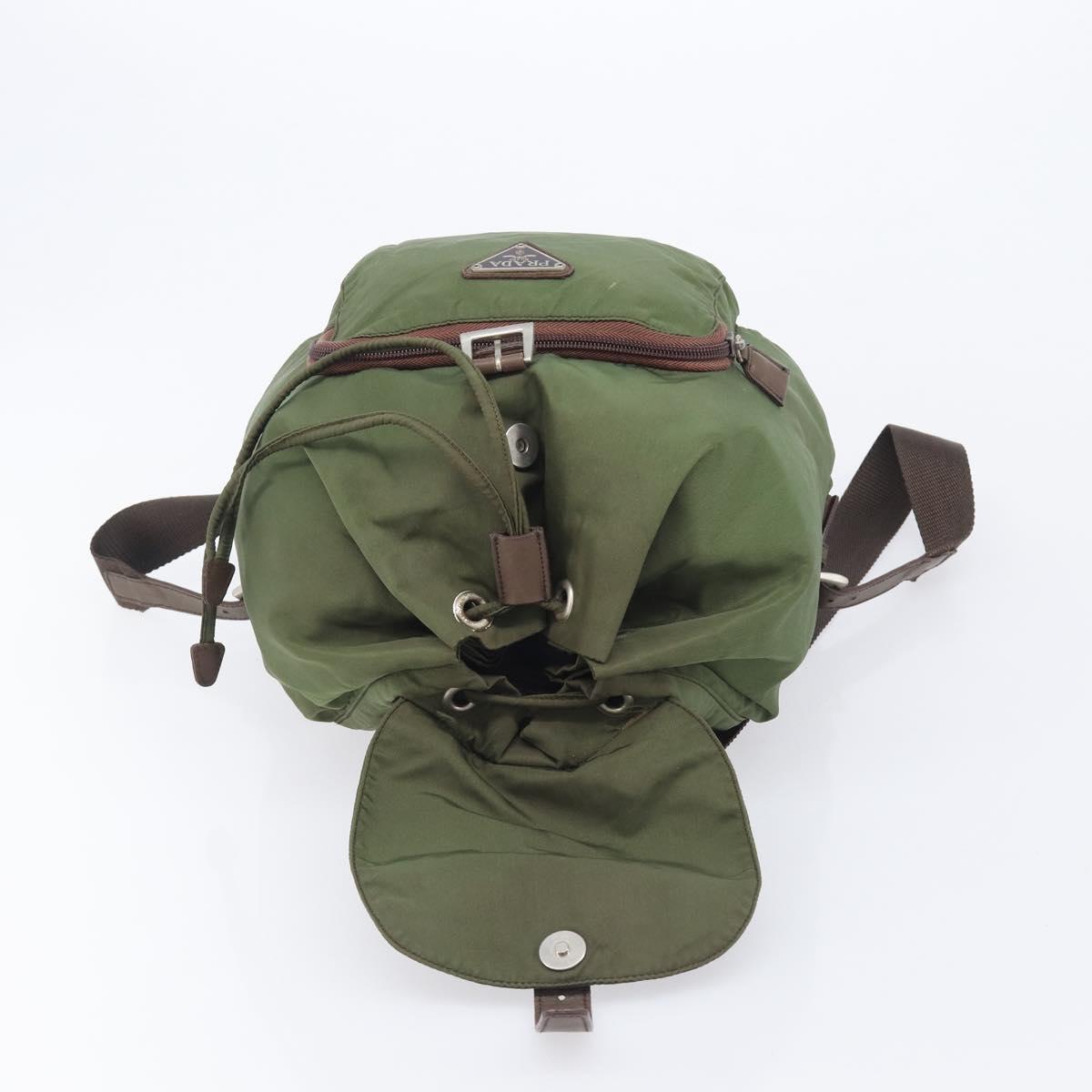 PRADA Backpack Nylon Green Silver Auth 208704