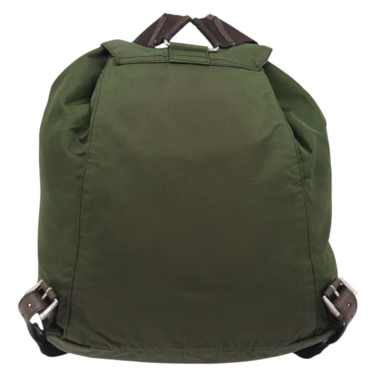 PRADA Backpack Nylon Green Silver Auth 208704