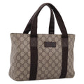 GUCCI GG Supreme Tote Bag PVC Beige Silver 141976 Auth 208730