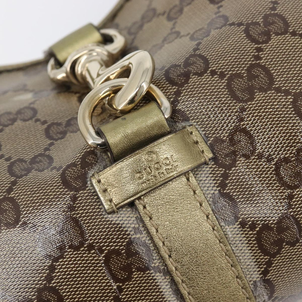 GUCCI GG Crystal Jackie Shoulder Bag Beige Gold 203495 Auth 208732