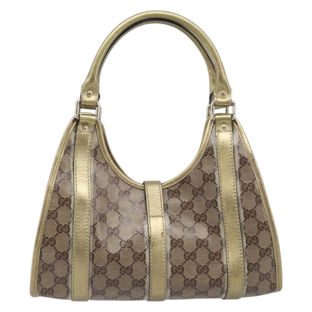 GUCCI GG Crystal Jackie Shoulder Bag Beige Gold 203495 Auth 208732