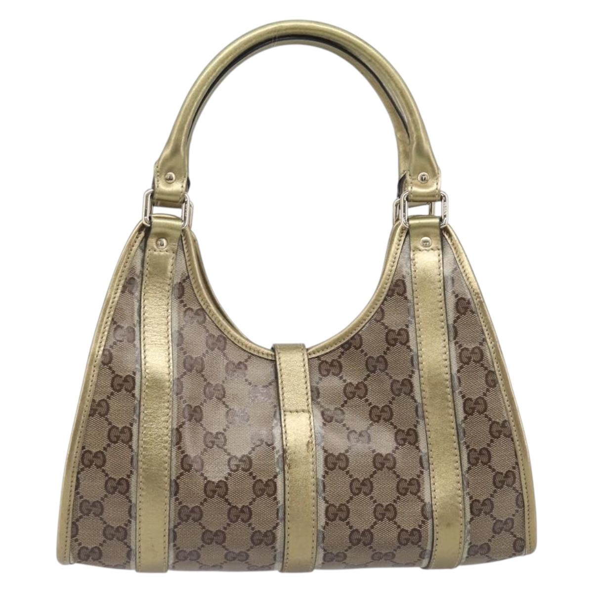 GUCCI GG Crystal Jackie Shoulder Bag Beige Gold 203495 Auth 208732