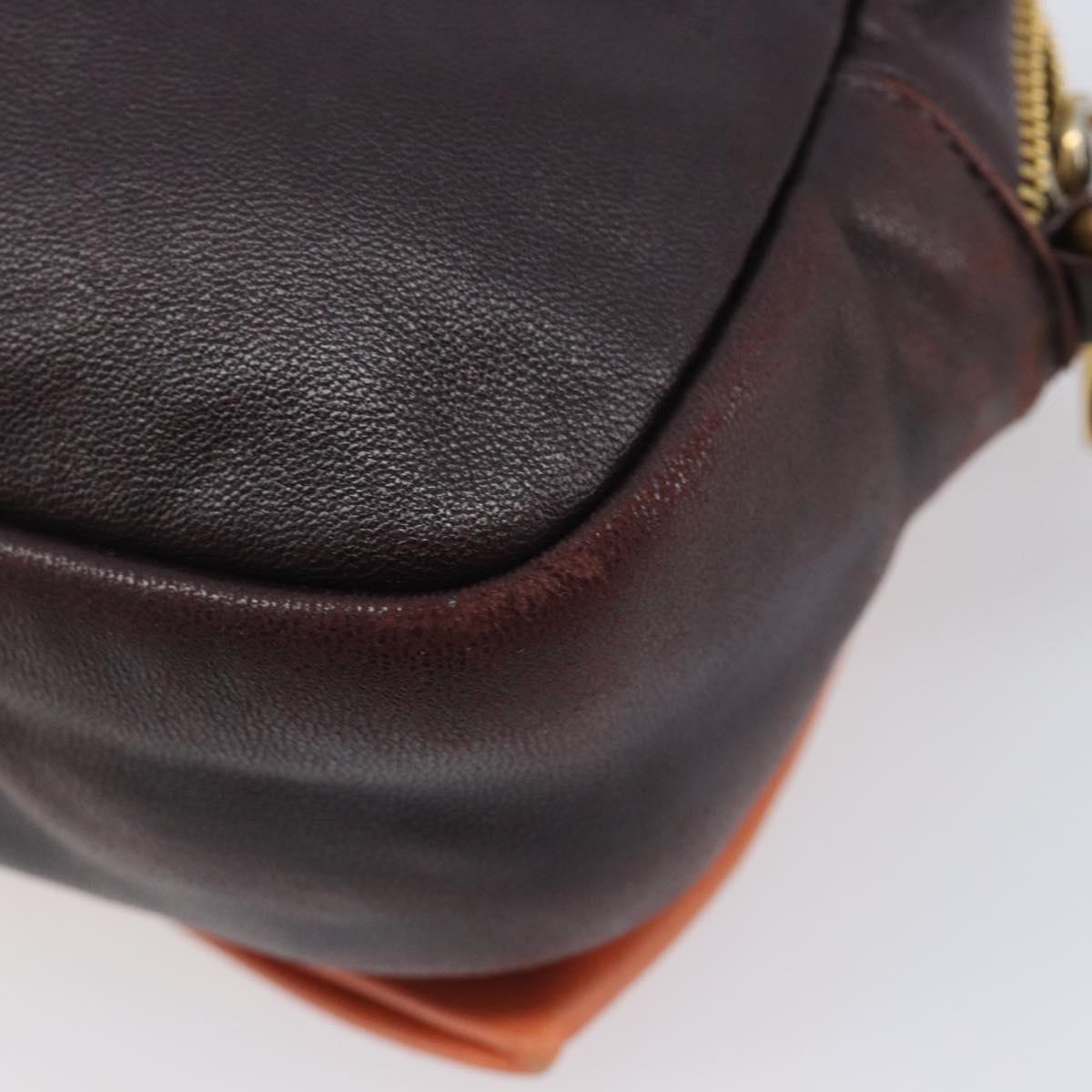 PRADA Shoulder Bag Leather Brown Gold Auth 208810