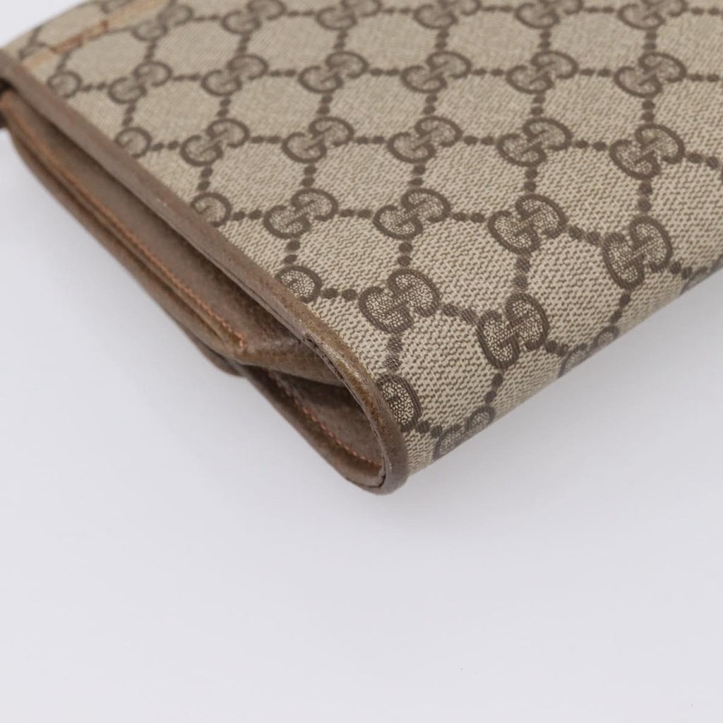 GUCCI GG Supreme Shoulder Bag PVC Beige Gold Tone Auth 208875