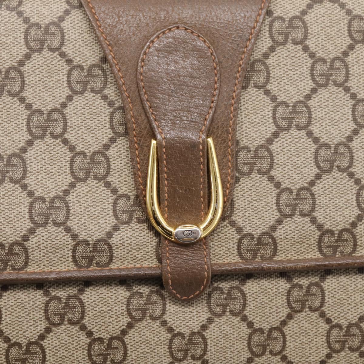 GUCCI GG Supreme Shoulder Bag PVC Beige Gold Tone Auth 208875